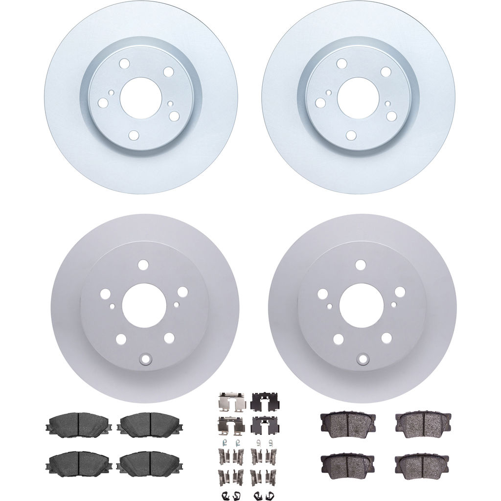 Dynamic Friction 4314-76058 - Brake Kit - Coated Brake Rotors and 3000 Ceramic Brake Pads with Hardware
