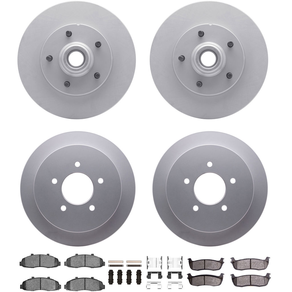 Dynamic Friction 4314-54010 - Brake Kit - Coated Brake Rotors and 3000 Ceramic Brake Pads with Hardware