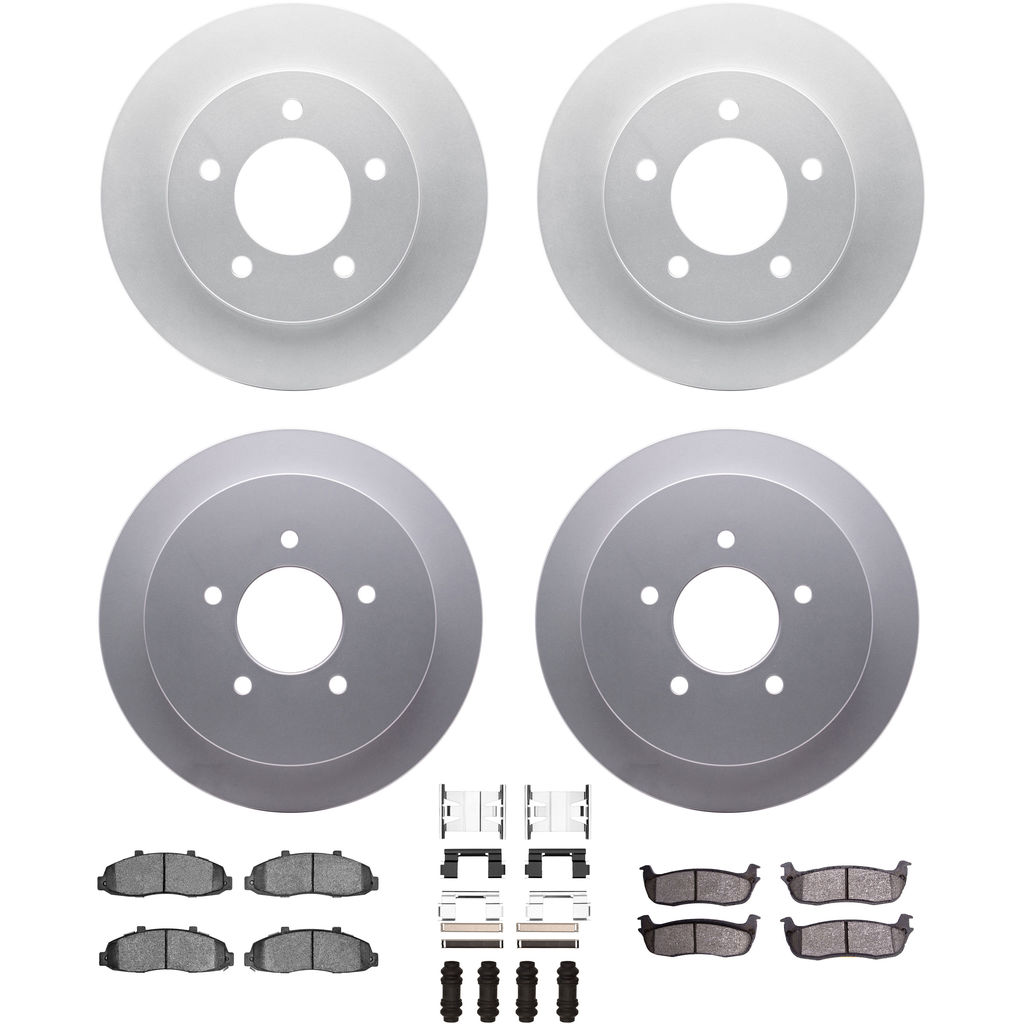 Dynamic Friction 4314-54011 - Brake Kit - Coated Brake Rotors and 3000 Ceramic Brake Pads with Hardware
