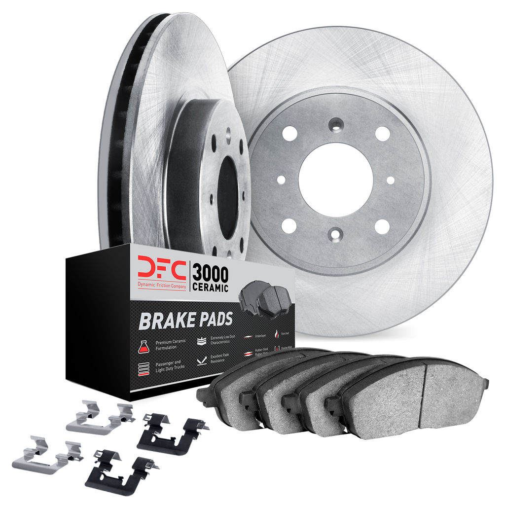 Dynamic Friction 6312-92019 - Brake Kit - Quickstop Rotors and 3000 Ceramic Brake Pads with Hardware