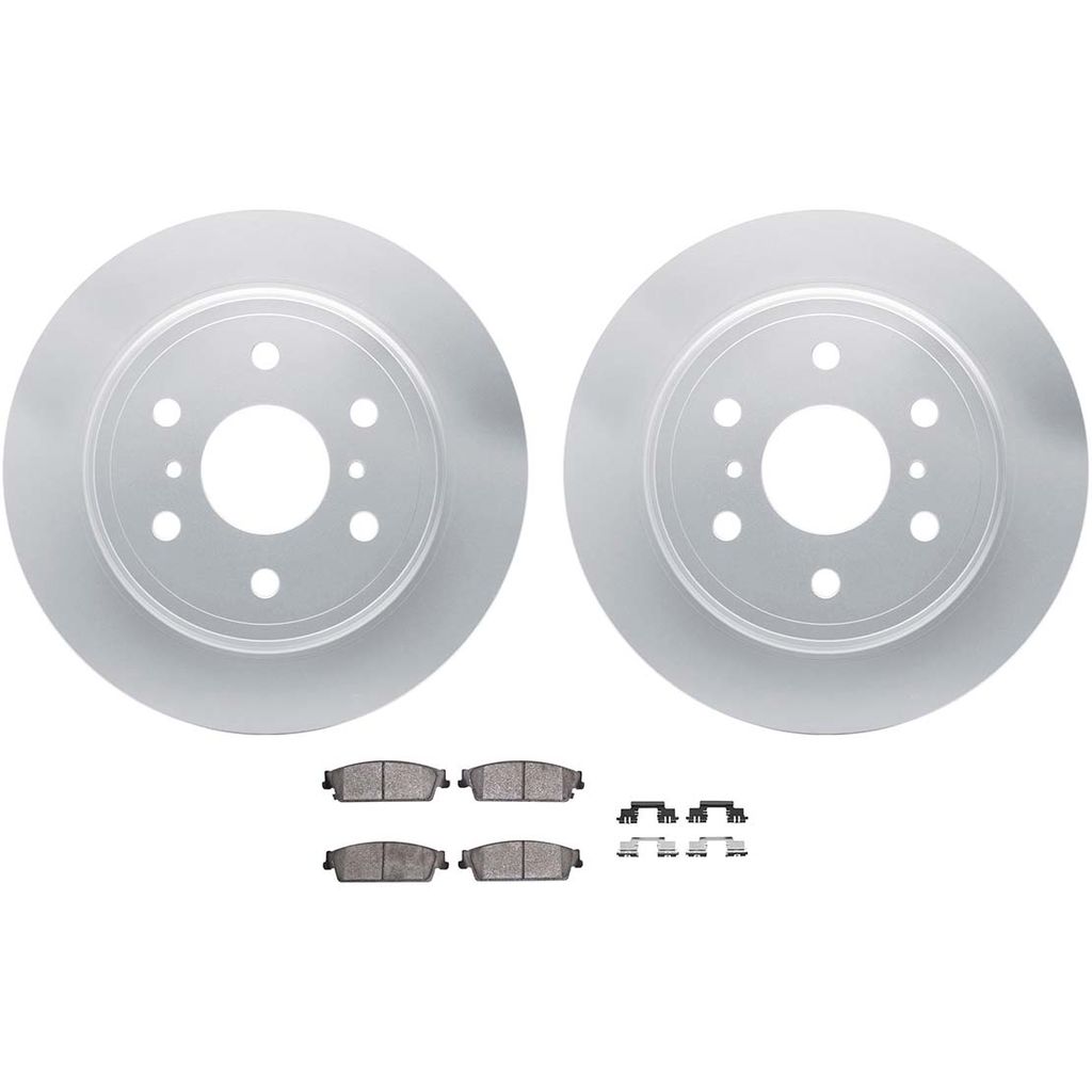 Dynamic Friction 4512-48070 - Brake Kit - Geostop Rotors and 5000 Advanced Brake Pads (Ceramic) with Hardware