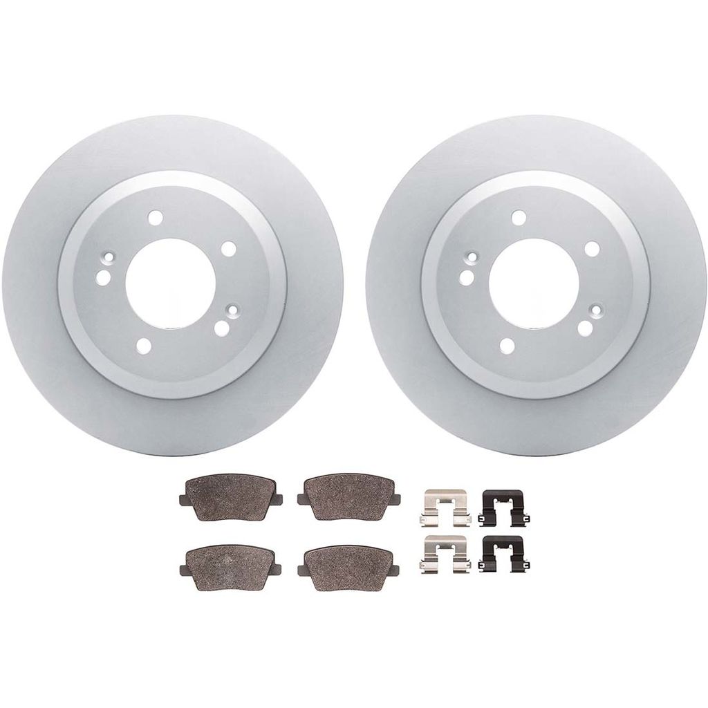 Dynamic Friction 4512-03198 - Brake Kit - Geostop Rotors and 5000 Advanced Brake Pads (Low-Metallic) with Hardware