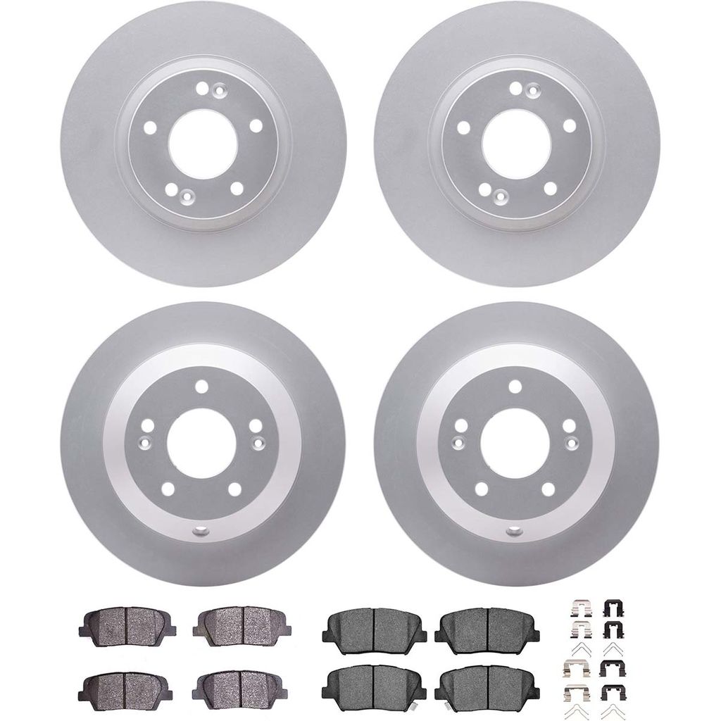 Dynamic Friction 4514-03059 - Brake Kit - Geostop Rotors and 5000 Advanced Brake Pads (Ceramic) with Hardware