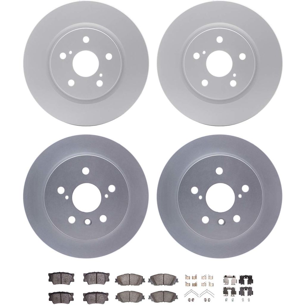 Dynamic Friction 4514-76069 - Brake Kit - Geostop Rotors and 5000 Advanced Brake Pads (Ceramic) with Hardware