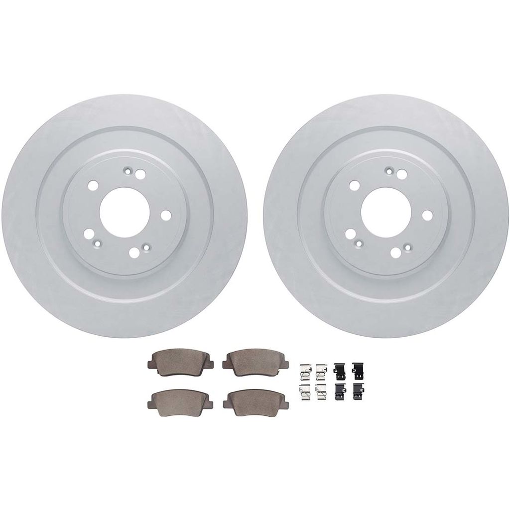 Dynamic Friction 4512-10008 - Brake Kit - Geostop Rotors and 5000 Advanced Brake Pads (Ceramic) with Hardware