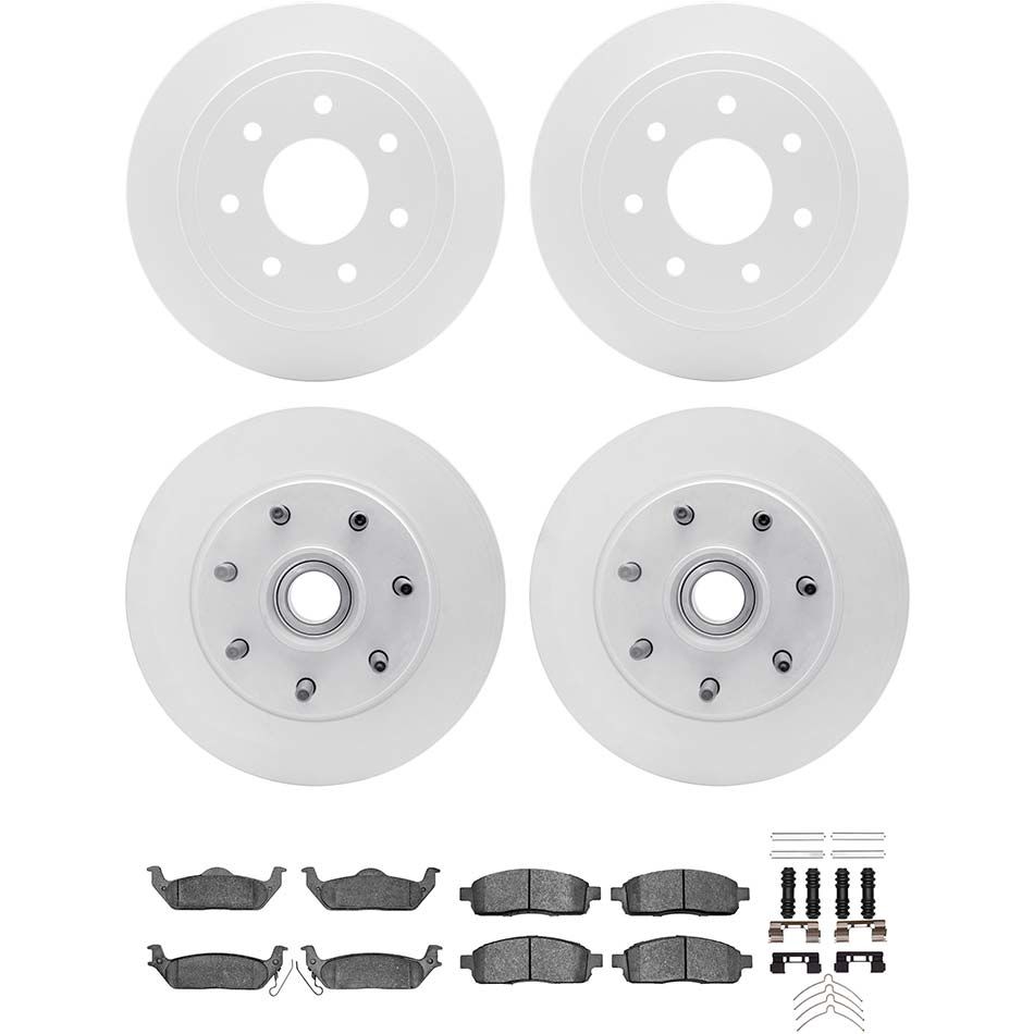 Dynamic Friction 4514-54285 - Brake Kit - Geostop Rotors and 5000 Advanced Brake Pads (Semi-metallic) with Hardware