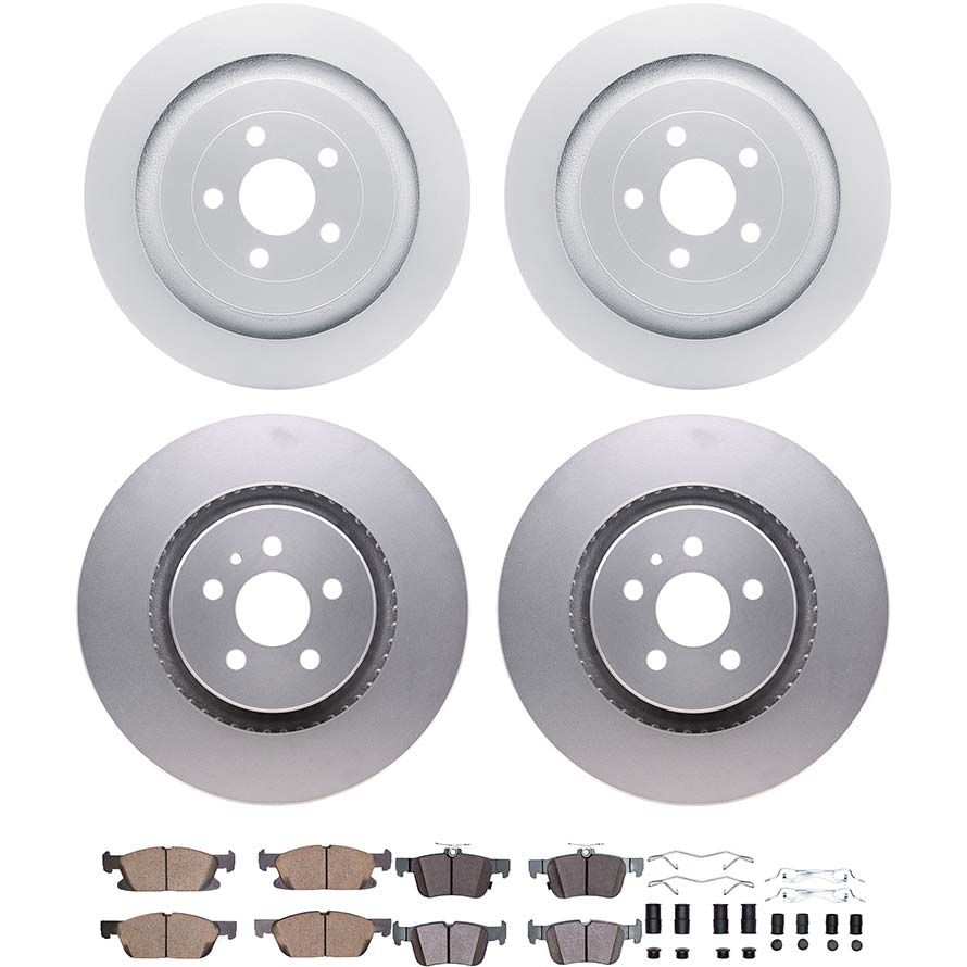 Dynamic Friction 4514-55009 - Brake Kit - Geostop Rotors and 5000 Advanced Brake Pads (Ceramic) with Hardware
