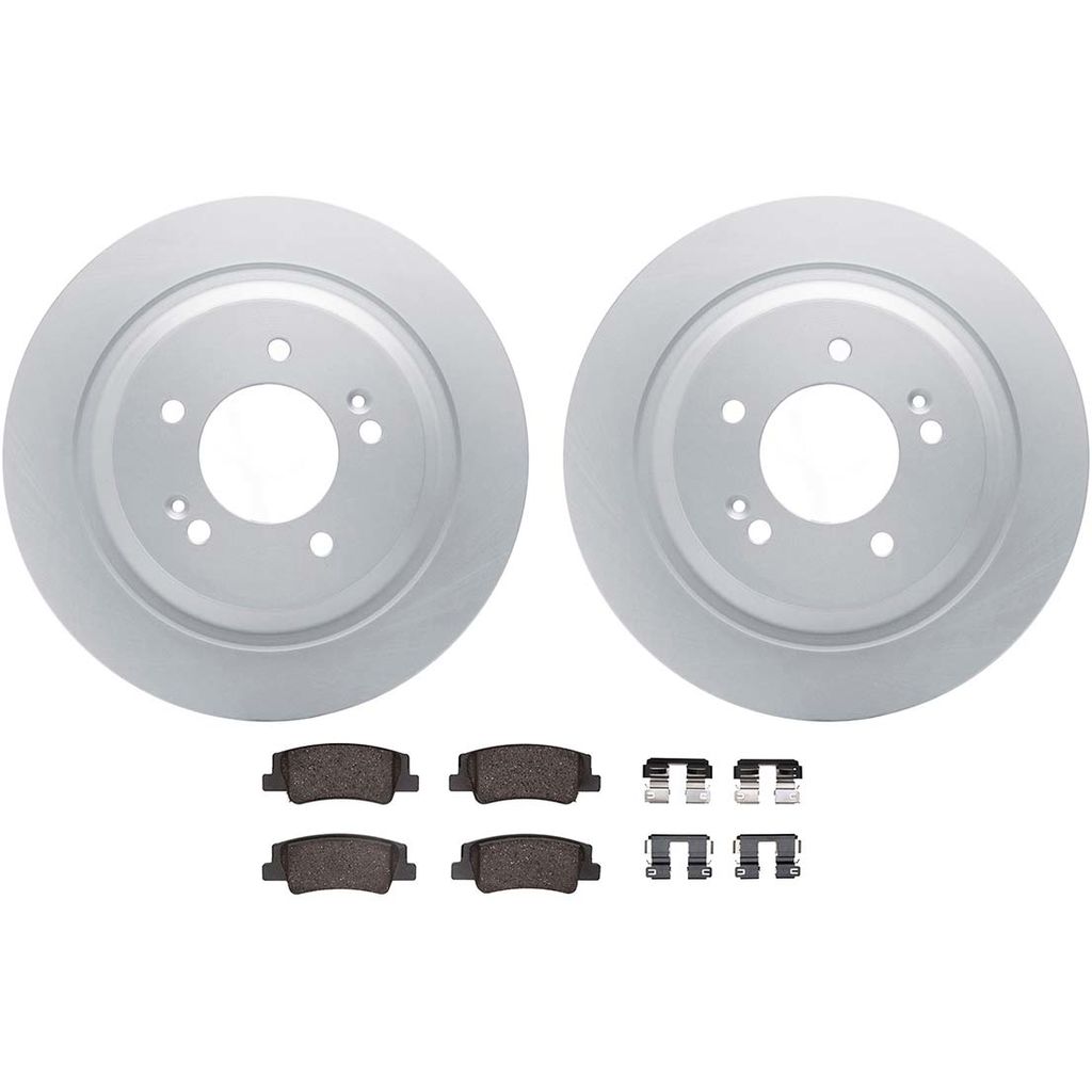 Dynamic Friction 4512-03199 - Brake Kit - Geostop Rotors and 5000 Advanced Brake Pads (Ceramic) with Hardware