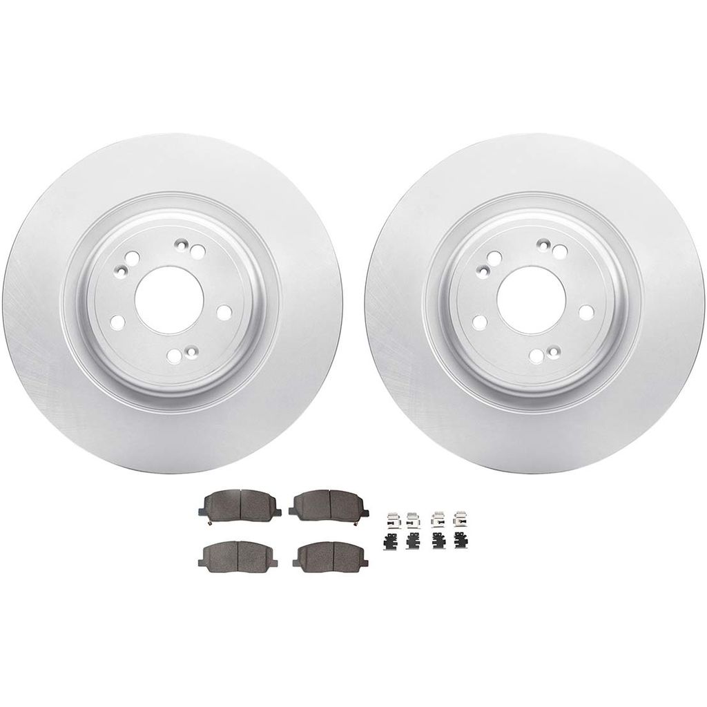 Dynamic Friction 4512-10006 - Brake Kit - Geostop Rotors and 5000 Advanced Brake Pads (Ceramic) with Hardware