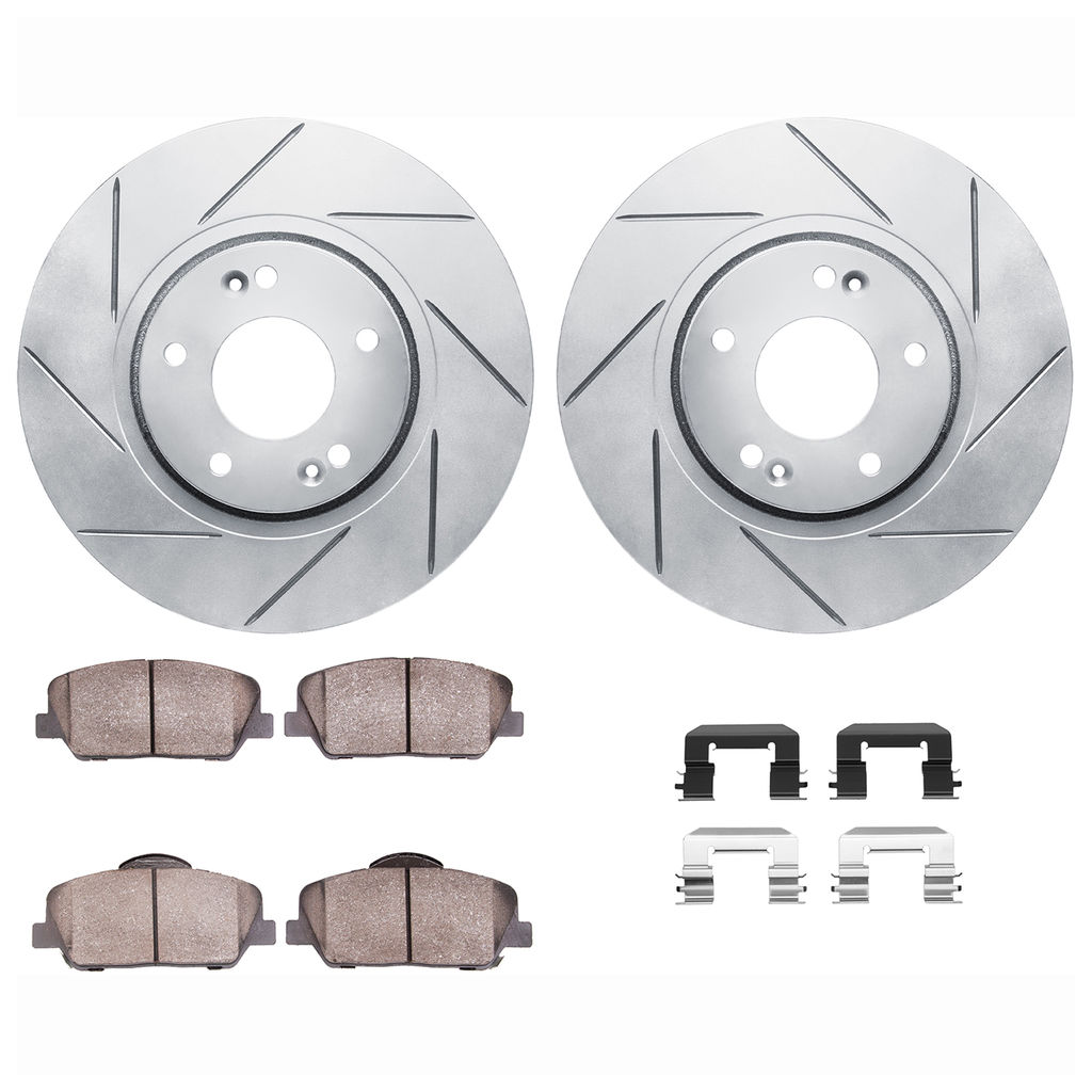 Dynamic Friction 2712-03006 - Brake Kit - Slotted Coated Carbon Alloy Brake Rotor and Active Performance 309 Brake Pads