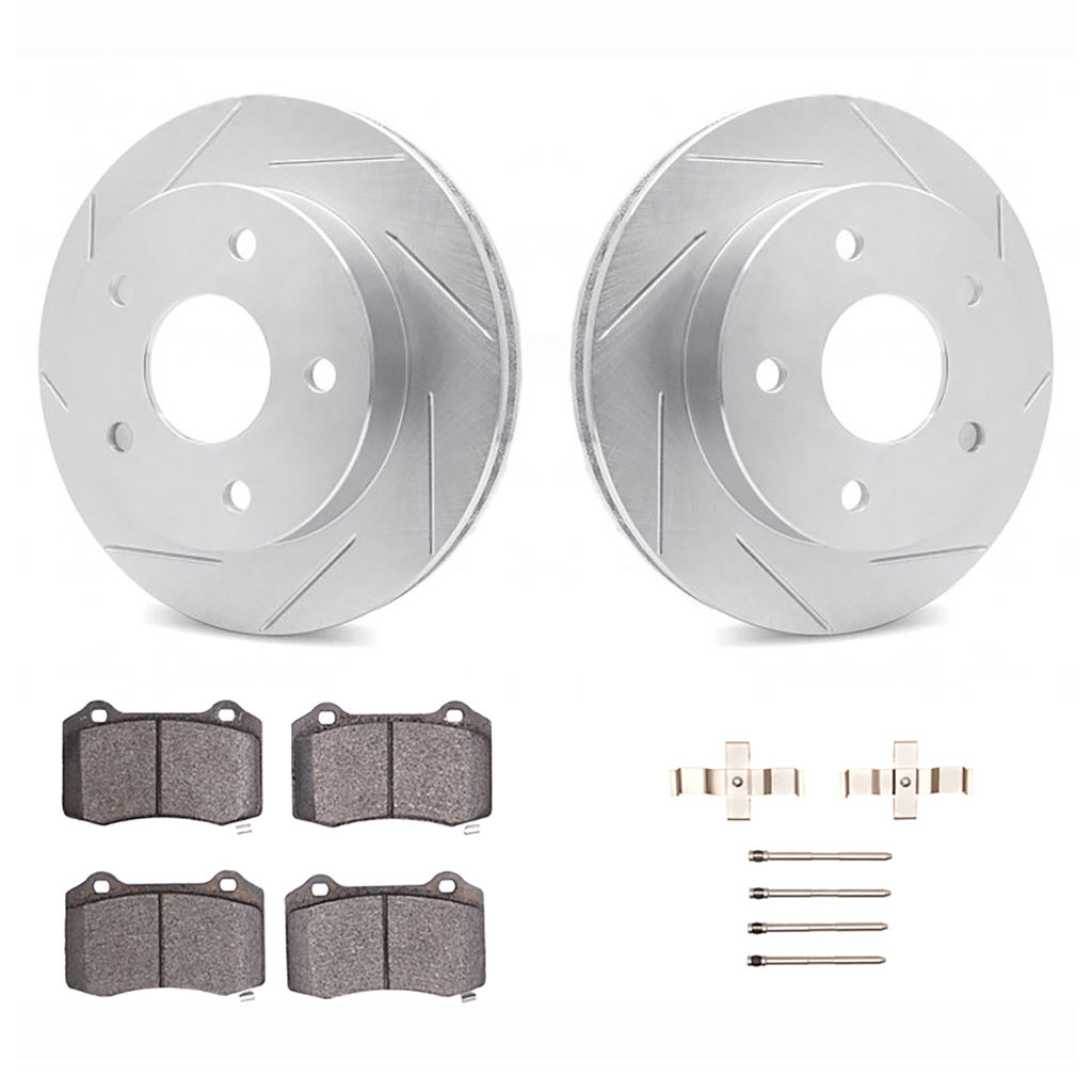 Dynamic Friction 2712-03009 - Brake Kit - Slotted Coated Carbon Alloy Brake Rotor and Active Performance 309 Brake Pads