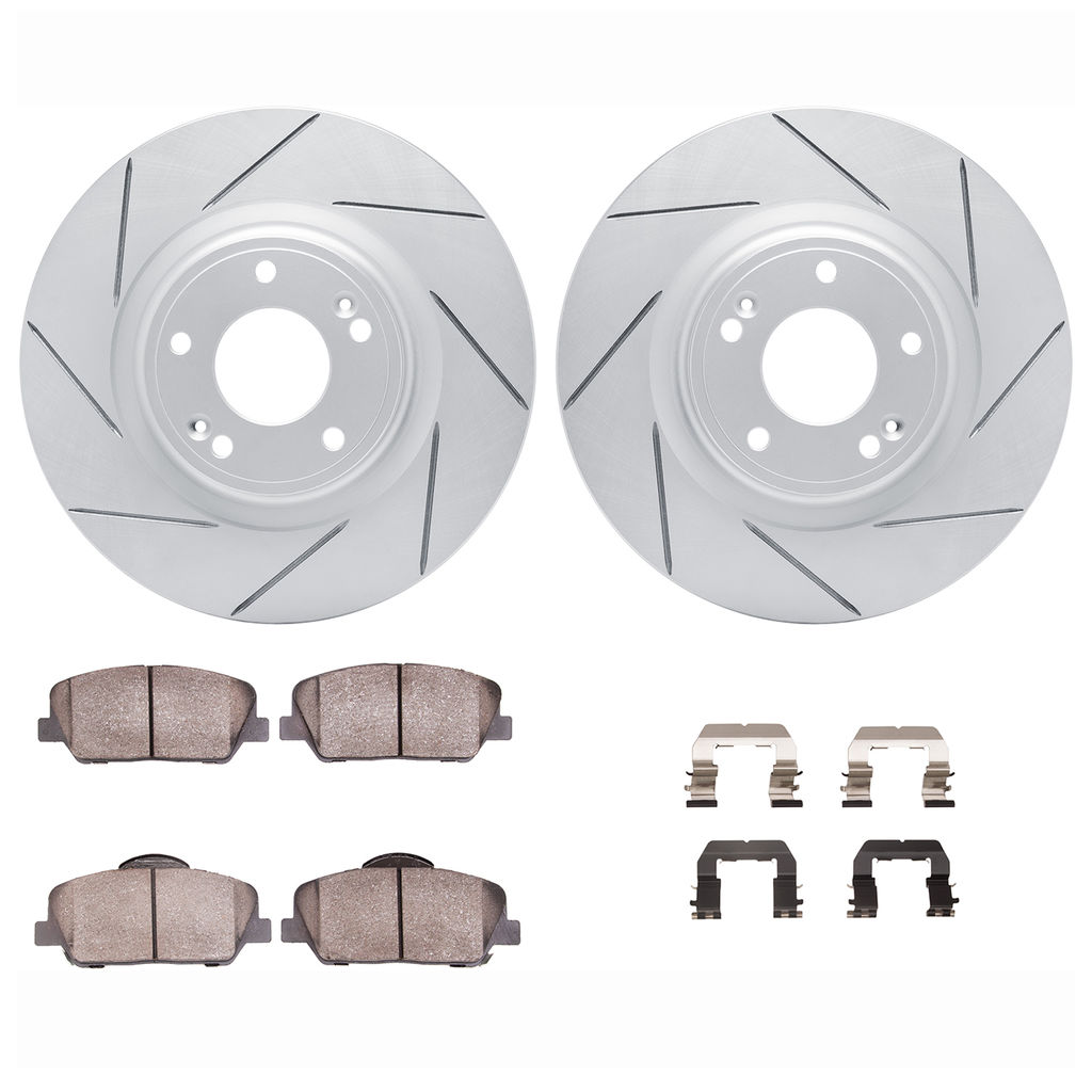 Dynamic Friction 2712-03015 - Brake Kit - Slotted Coated Carbon Alloy Brake Rotor and Active Performance 309 Brake Pads