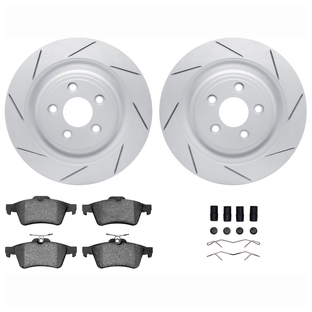 Dynamic Friction 2712-20005 - Brake Kit - Slotted Coated Carbon Alloy Brake Rotor and Active Performance 309 Brake Pads