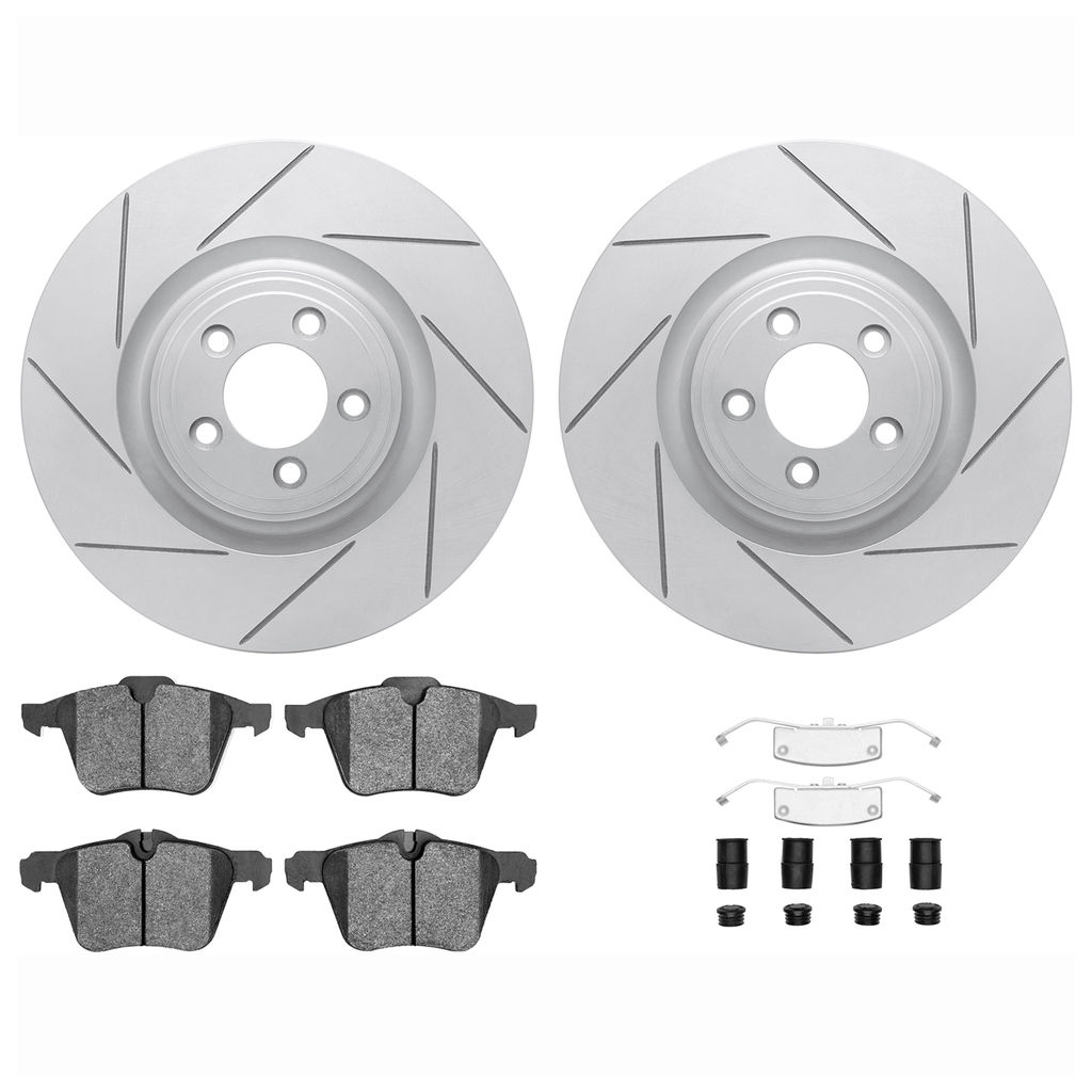 Dynamic Friction 2712-20010 - Brake Kit - Slotted Coated Carbon Alloy Brake Rotor and Active Performance 309 Brake Pads