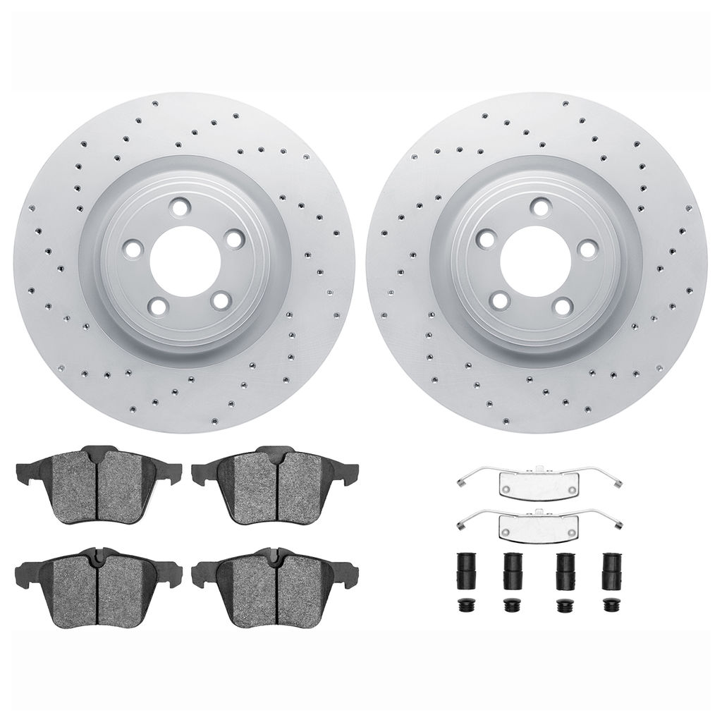 Dynamic Friction 2712-20011 - Brake Kit - Drilled Coated Carbon Alloy Brake Rotor and Active Performance 309 Brake Pads