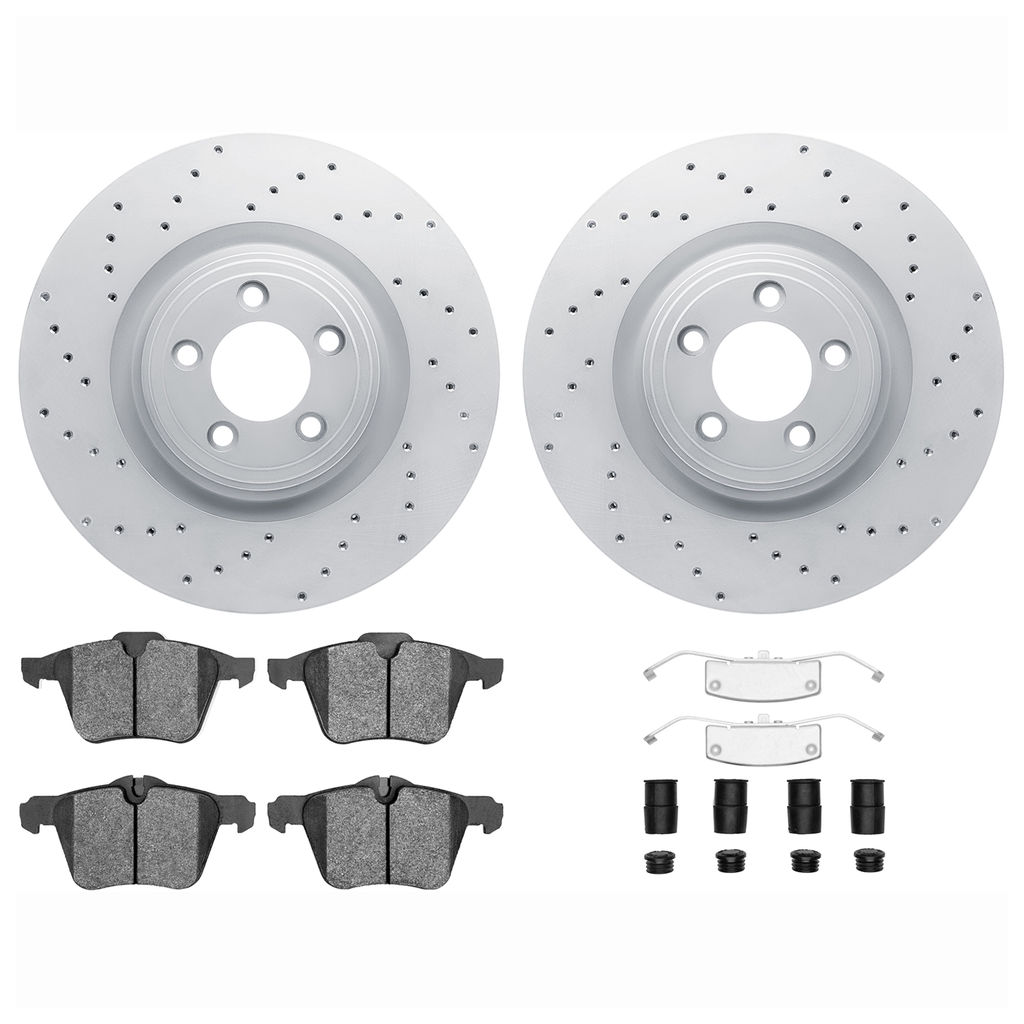 Dynamic Friction 2712-20013 - Brake Kit - Drilled Coated Carbon Alloy Brake Rotor and Active Performance 309 Brake Pads