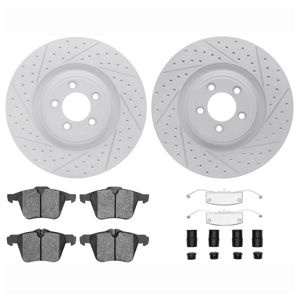 Dynamic Friction 2712-20014 - Brake Kit - Geoperformance Coated Drilled and Slotted Brake Rotor and Active Performance 309 Brake Pads
