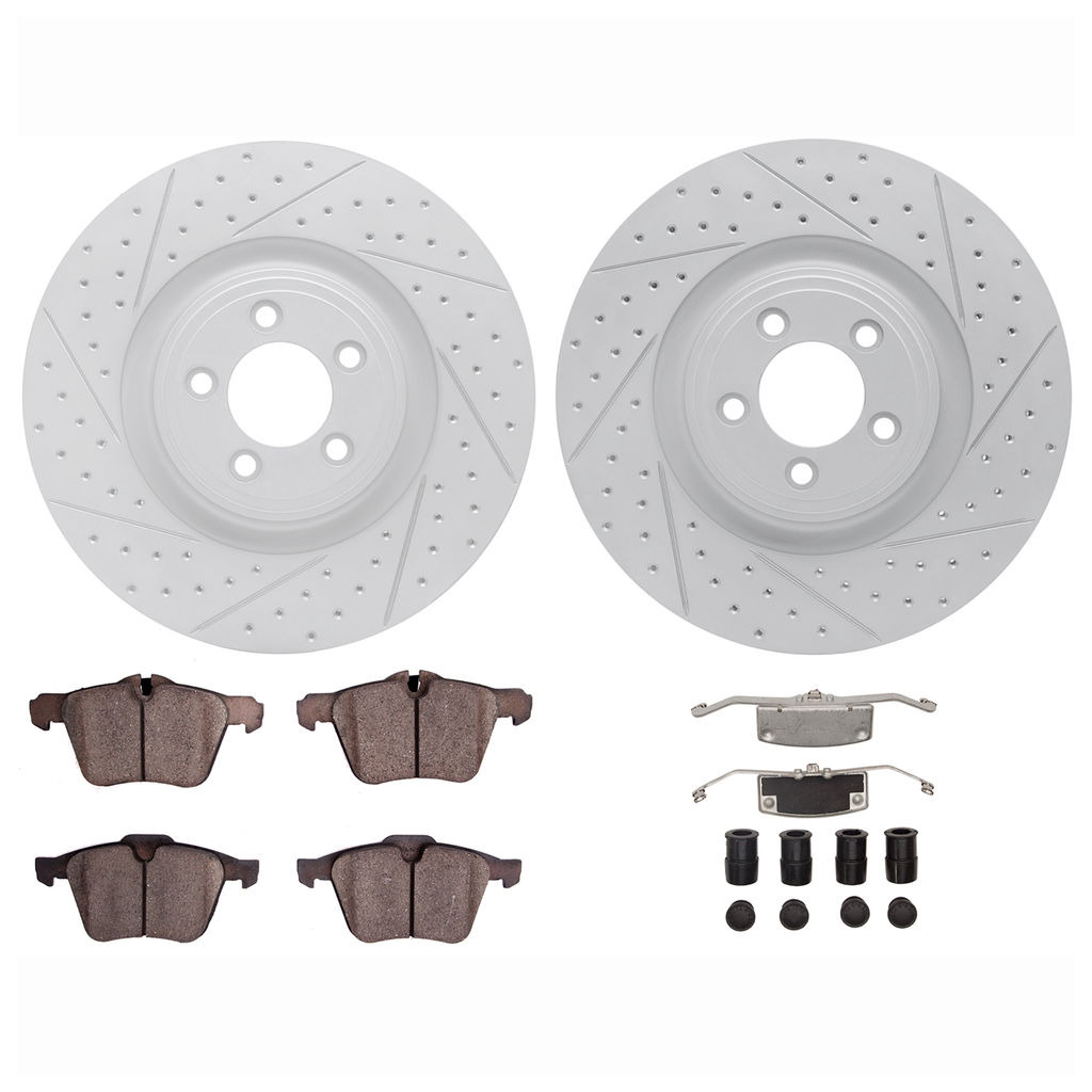 Dynamic Friction 2712-20016 - Brake Kit - Geoperformance Coated Drilled and Slotted Brake Rotor and Active Performance 309 Brake Pads