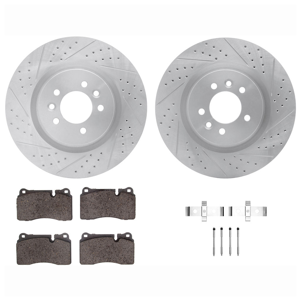 Dynamic Friction 2712-11017 - Brake Kit - Geoperformance Coated Drilled and Slotted Brake Rotor and Active Performance 309 Brake Pads