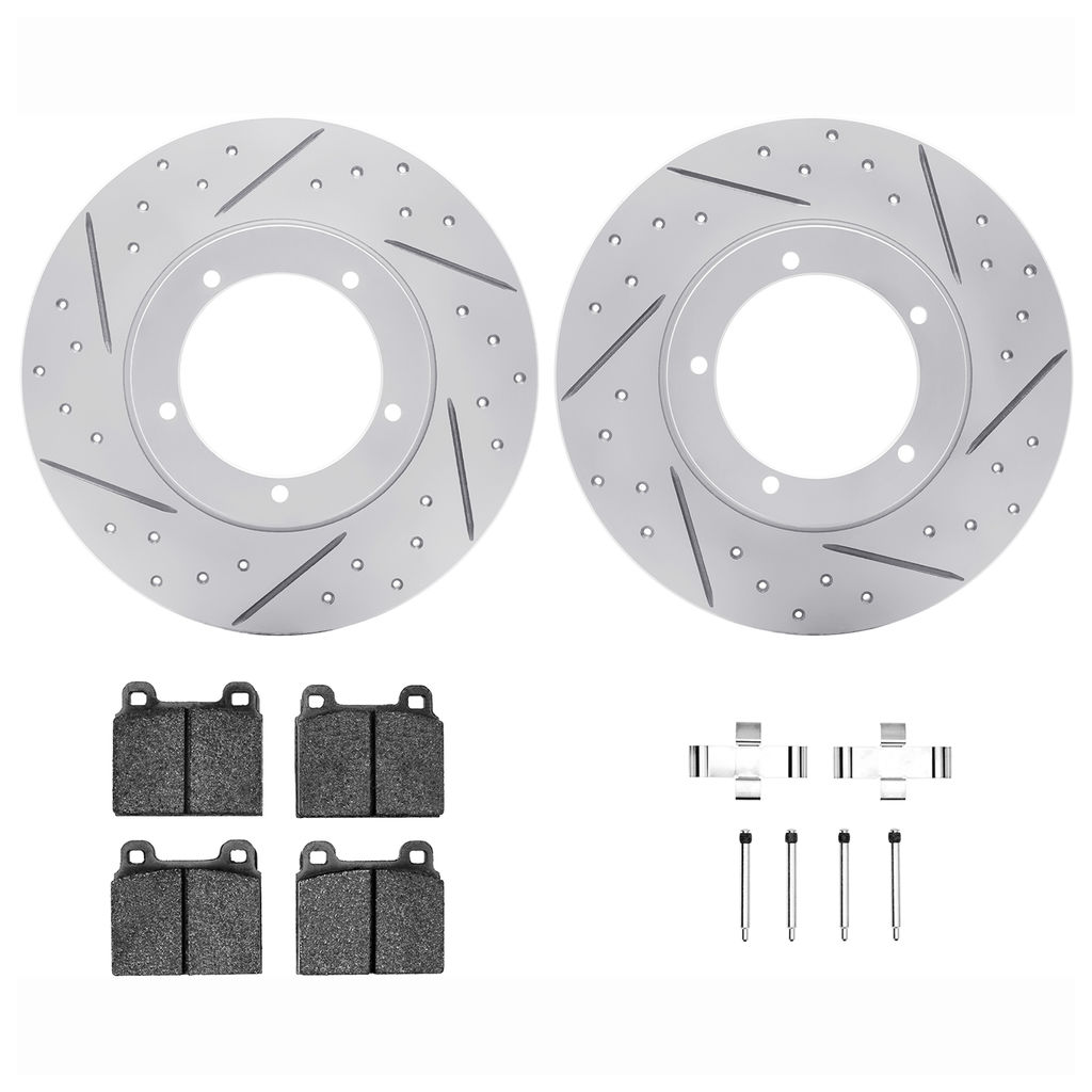 Dynamic Friction 2712-02007 - Brake Kit - Geoperformance Coated Drilled and Slotted Brake Rotor and Active Performance 309 Brake Pads