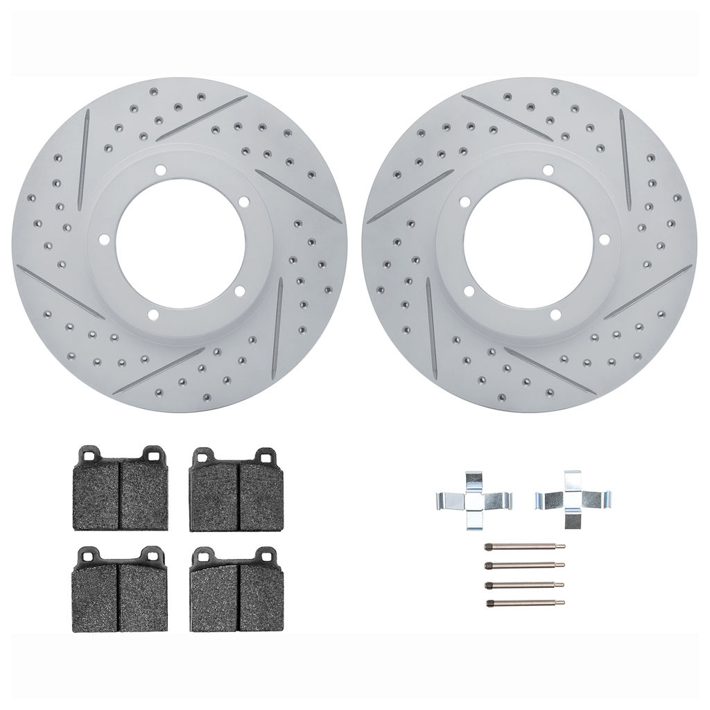 Dynamic Friction 2712-02013 - Brake Kit - Geoperformance Coated Drilled and Slotted Brake Rotor and Active Performance 309 Brake Pads