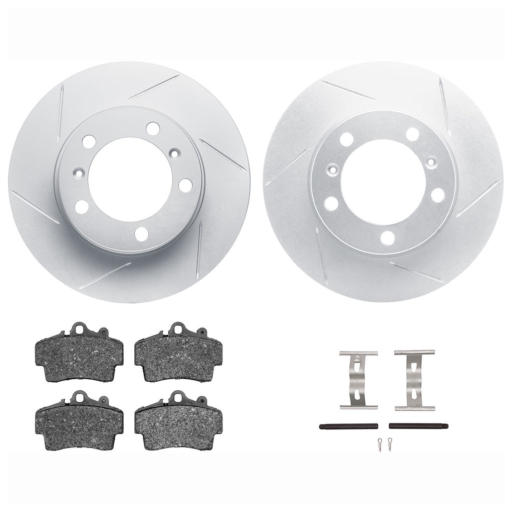 Dynamic Friction 2712-02030 - Brake Kit - Slotted Coated Carbon Alloy Brake Rotor and Active Performance 309 Brake Pads