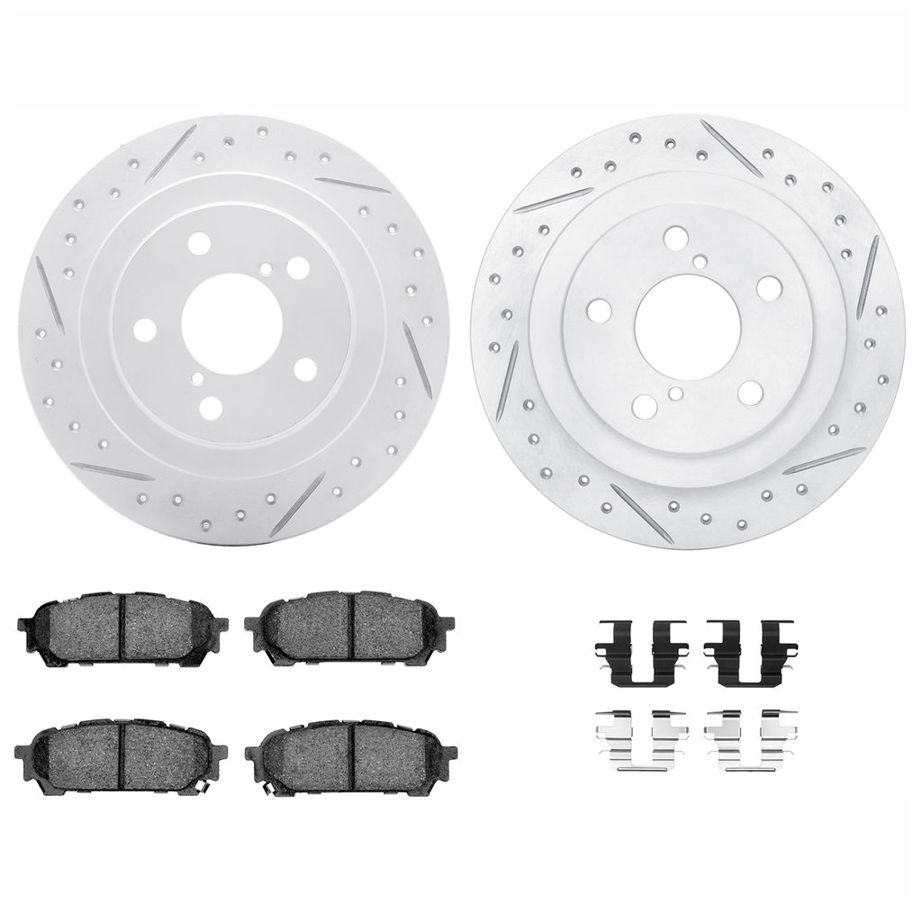 Dynamic Friction 2712-13004 - Brake Kit - Geoperformance Coated Drilled and Slotted Brake Rotor and Active Performance 309 Brake Pads