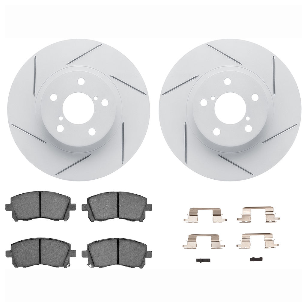 Dynamic Friction 2712-13006 - Brake Kit - Slotted Coated Carbon Alloy Brake Rotor and Active Performance 309 Brake Pads
