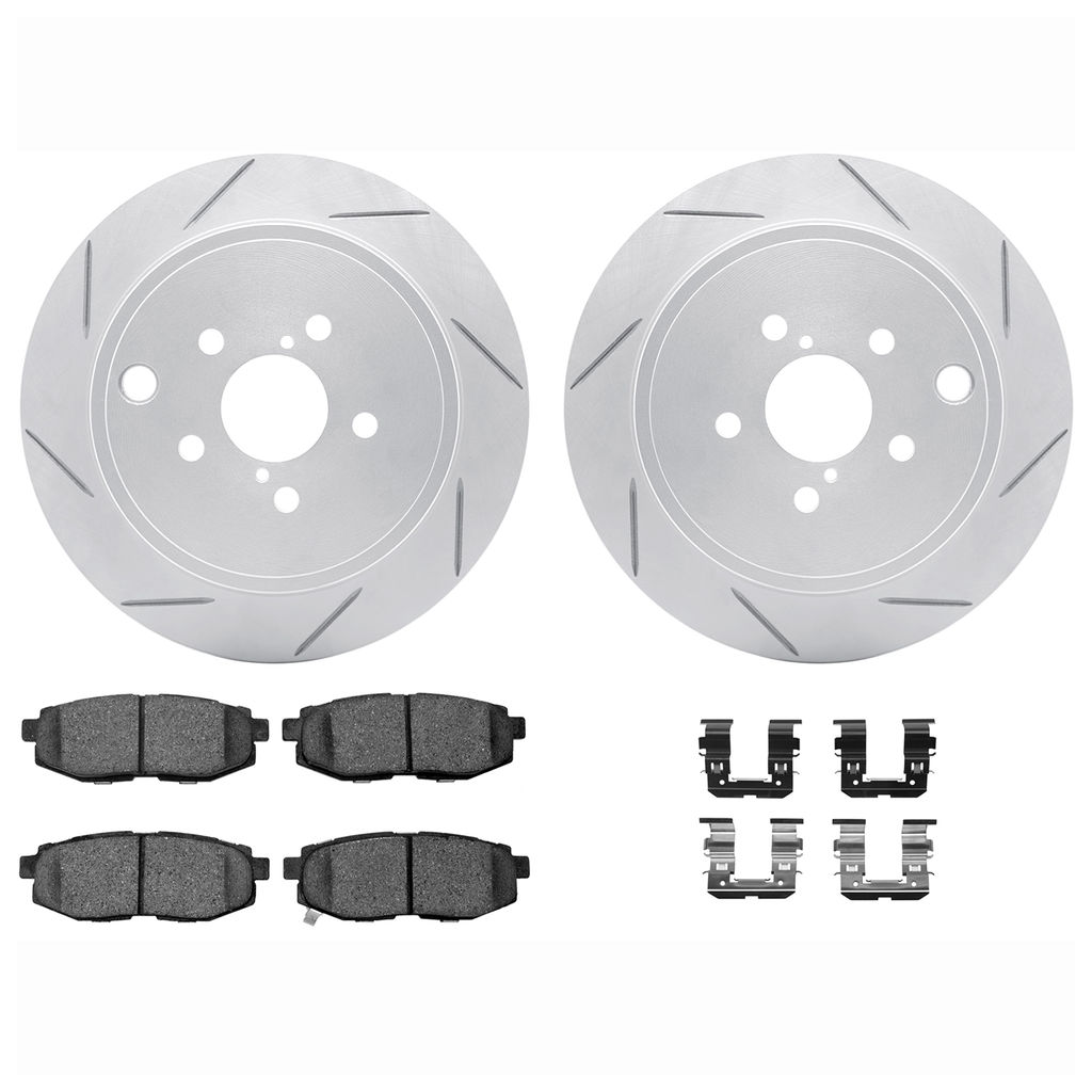 Dynamic Friction 2712-13045 - Brake Kit - Slotted Coated Carbon Alloy Brake Rotor and Active Performance 309 Brake Pads