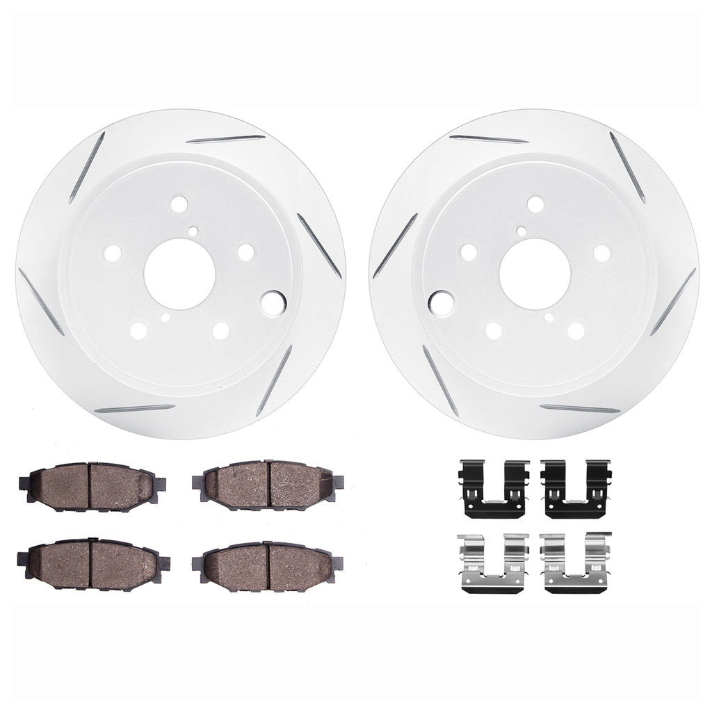 Dynamic Friction 2712-13048 - Brake Kit - Slotted Coated Carbon Alloy Brake Rotor and Active Performance 309 Brake Pads