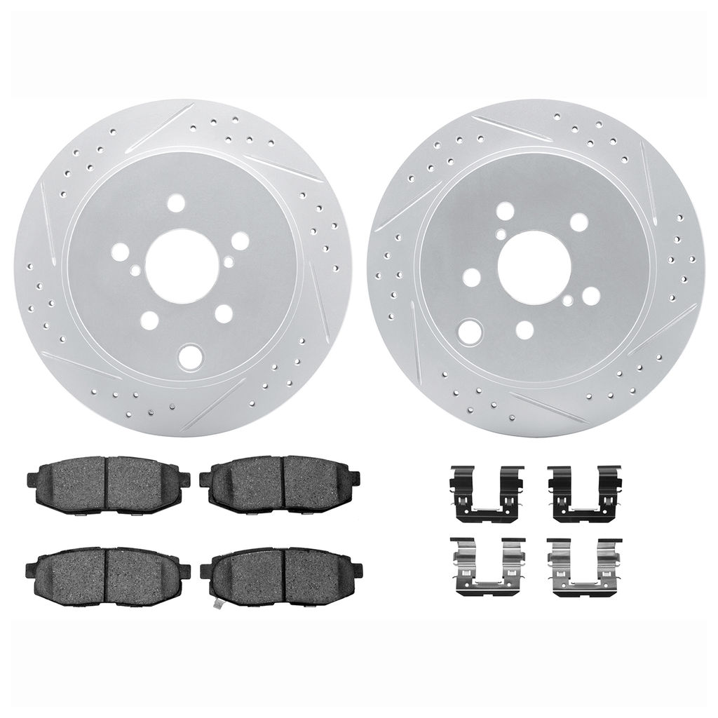 Dynamic Friction 2712-13059 - Brake Kit - Geoperformance Coated Drilled and Slotted Brake Rotor and Active Performance 309 Brake Pads