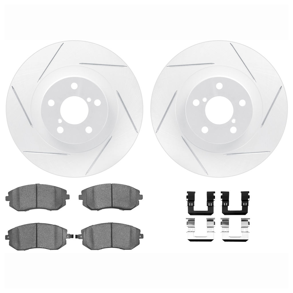 Dynamic Friction 2712-13072 - Brake Kit - Slotted Coated Carbon Alloy Brake Rotor and Active Performance 309 Brake Pads