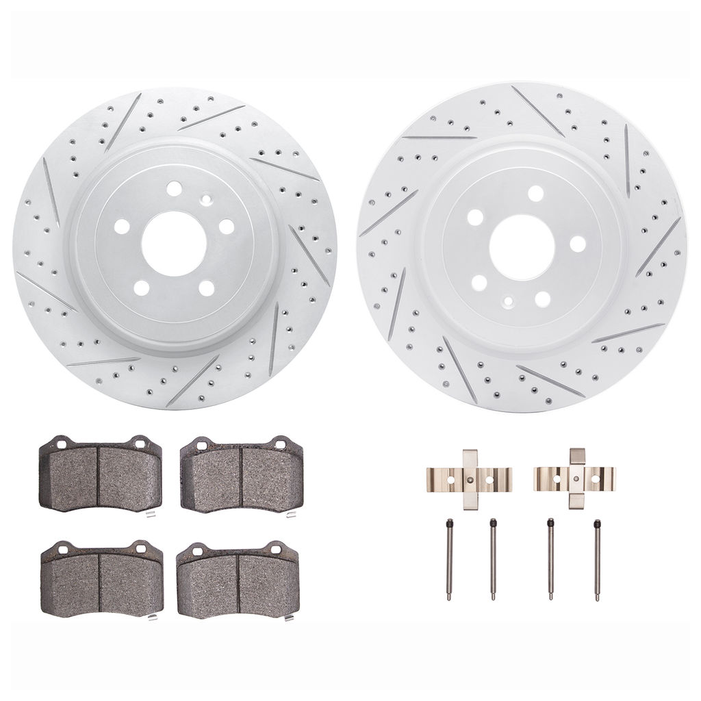 Dynamic Friction 2712-26001 - Brake Kit - Geoperformance Coated Drilled and Slotted Brake Rotor and Active Performance 309 Brake Pads