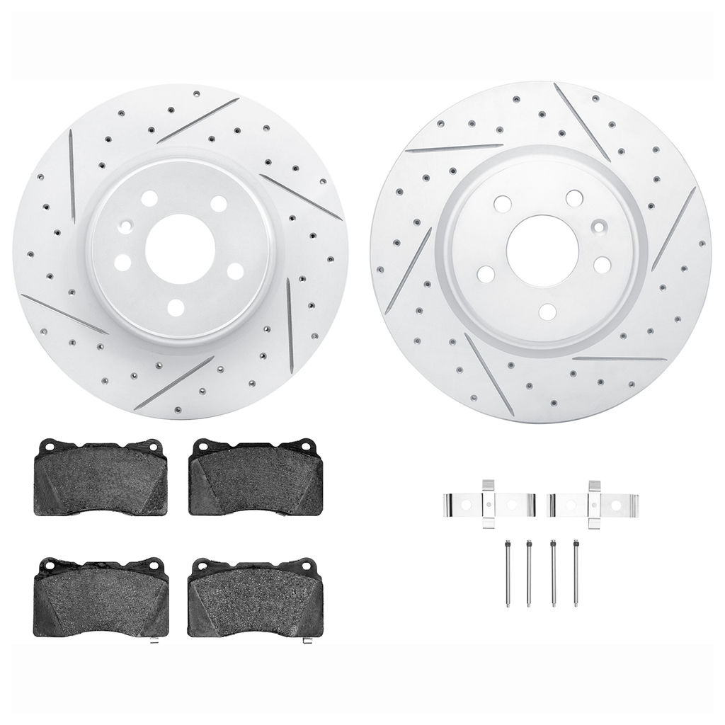 Dynamic Friction 2712-26006 - Brake Kit - Geoperformance Coated Drilled and Slotted Brake Rotor and Active Performance 309 Brake Pads