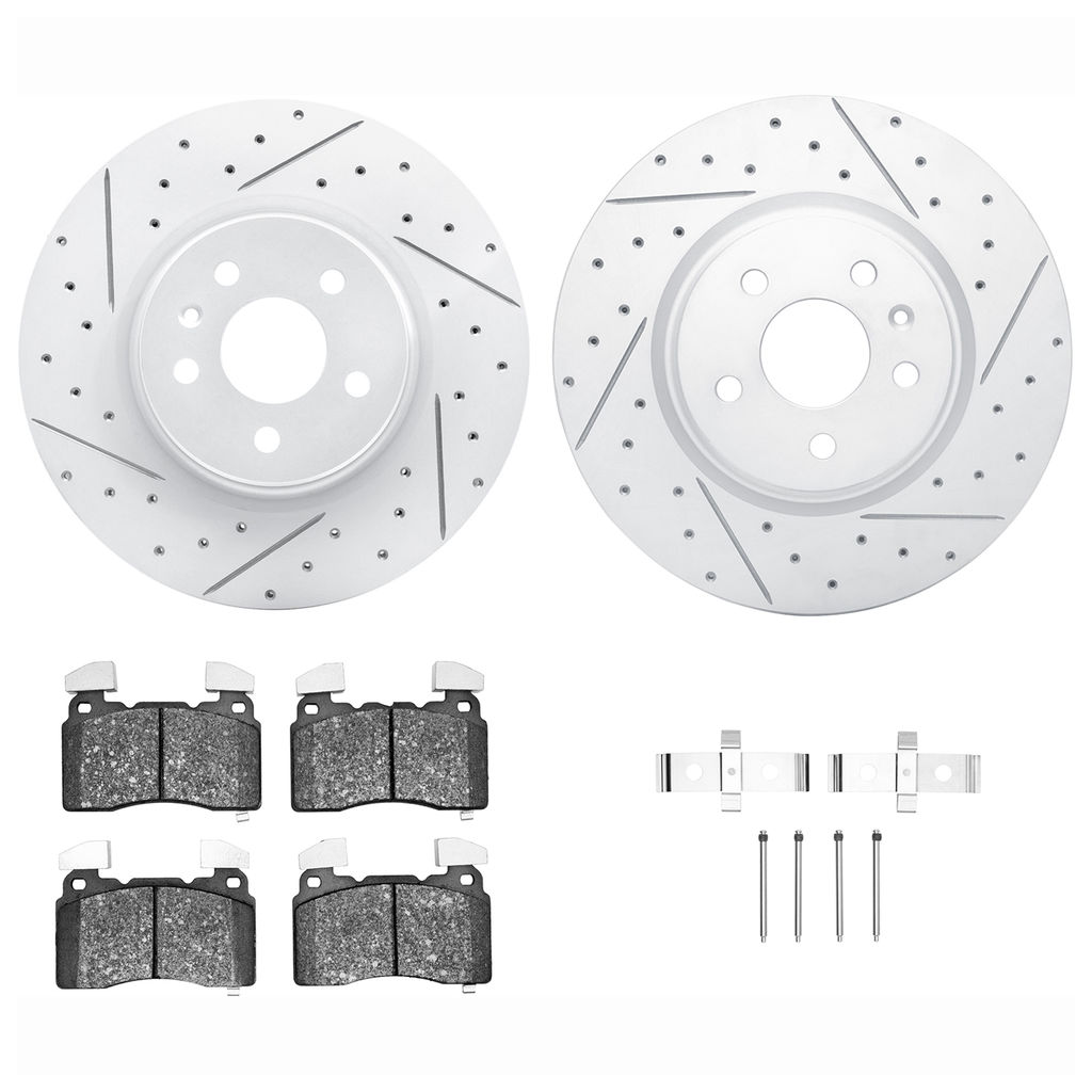 Dynamic Friction 2712-26008 - Brake Kit - Geoperformance Coated Drilled and Slotted Brake Rotor and Active Performance 309 Brake Pads