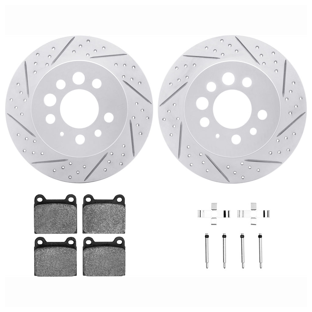 Dynamic Friction 2712-27005 - Brake Kit - Geoperformance Coated Drilled and Slotted Brake Rotor and Active Performance 309 Brake Pads