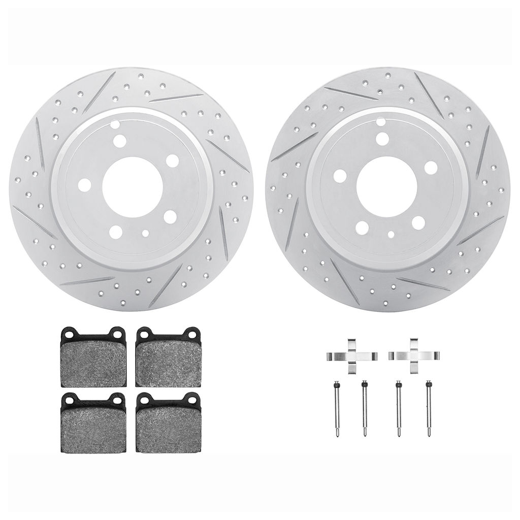 Dynamic Friction 2712-27010 - Brake Kit - Geoperformance Coated Drilled and Slotted Brake Rotor and Active Performance 309 Brake Pads