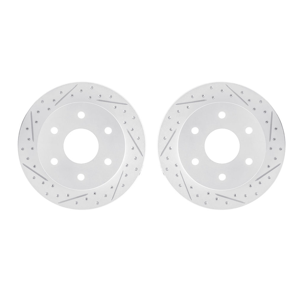 Dynamic Friction 2002-48007 - Geoperformance Coated Drilled and Slotted Brake Rotor 2 Wheel Set