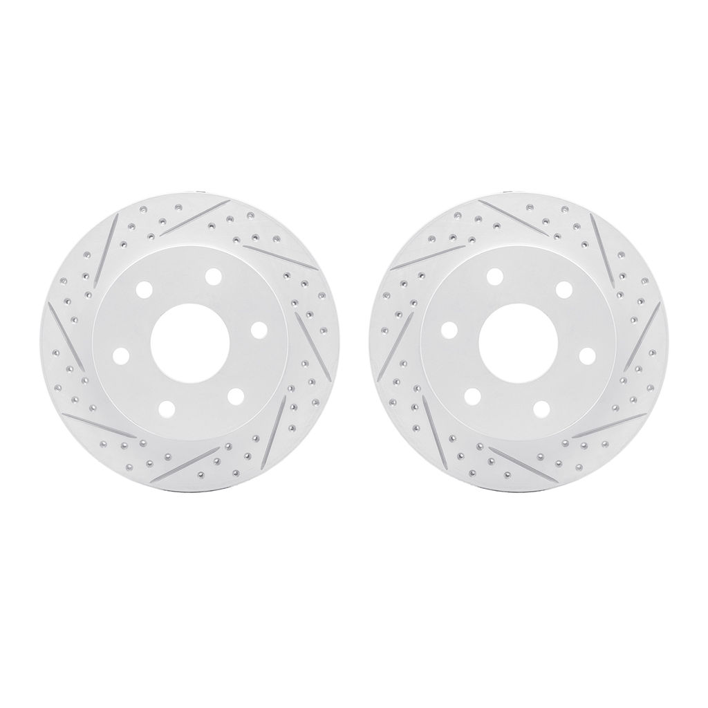 Dynamic Friction 2002-48008 - Geoperformance Coated Drilled and Slotted Brake Rotor 2 Wheel Set