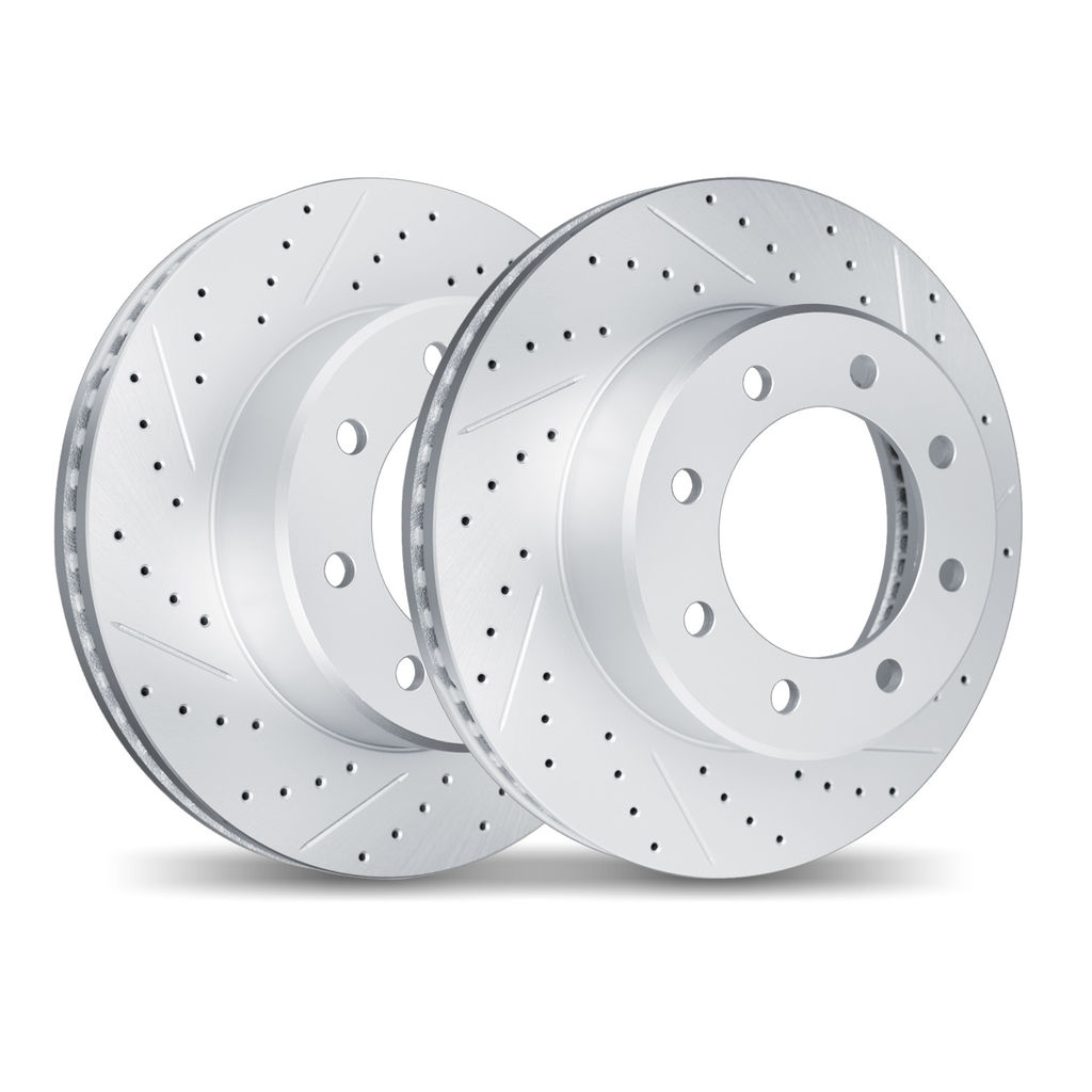 Dynamic Friction 2002-48019 - Geoperformance Coated Drilled and Slotted Brake Rotor 2 Wheel Set
