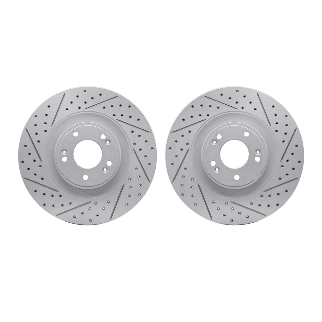 Dynamic Friction 2002-03003 - Geoperformance Coated Drilled and Slotted Brake Rotor 2 Wheel Set