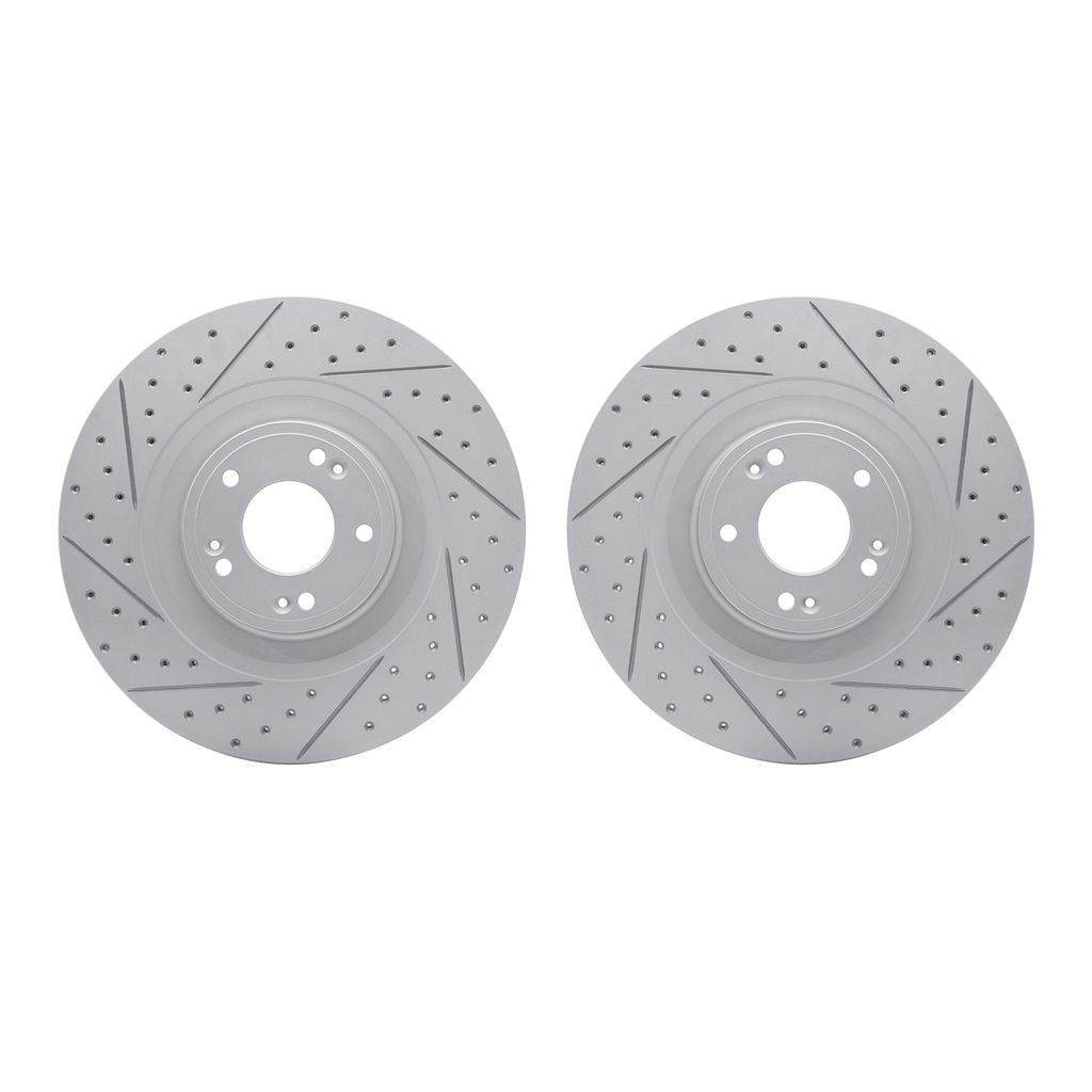 Dynamic Friction 2002-03004 - Geoperformance Coated Drilled and Slotted Brake Rotor 2 Wheel Set