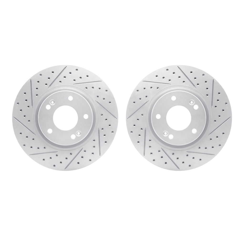 Dynamic Friction 2002-03007 - Geoperformance Coated Drilled and Slotted Brake Rotor 2 Wheel Set