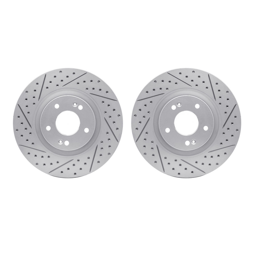 Dynamic Friction 2002-03008 - Geoperformance Coated Drilled and Slotted Brake Rotor 2 Wheel Set