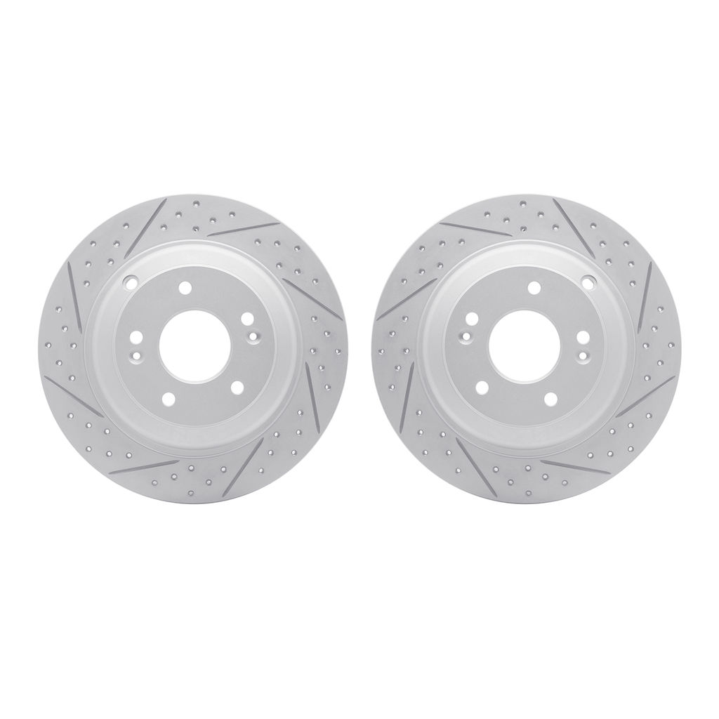 Dynamic Friction 2002-03039 - Geoperformance Coated Drilled and Slotted Brake Rotor 2 Wheel Set