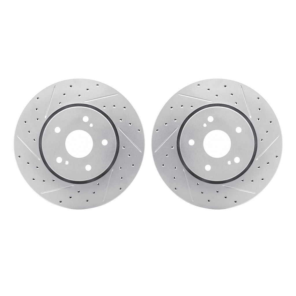 Dynamic Friction 2002-01003 - Geoperformance Coated Drilled and Slotted Brake Rotor 2 Wheel Set