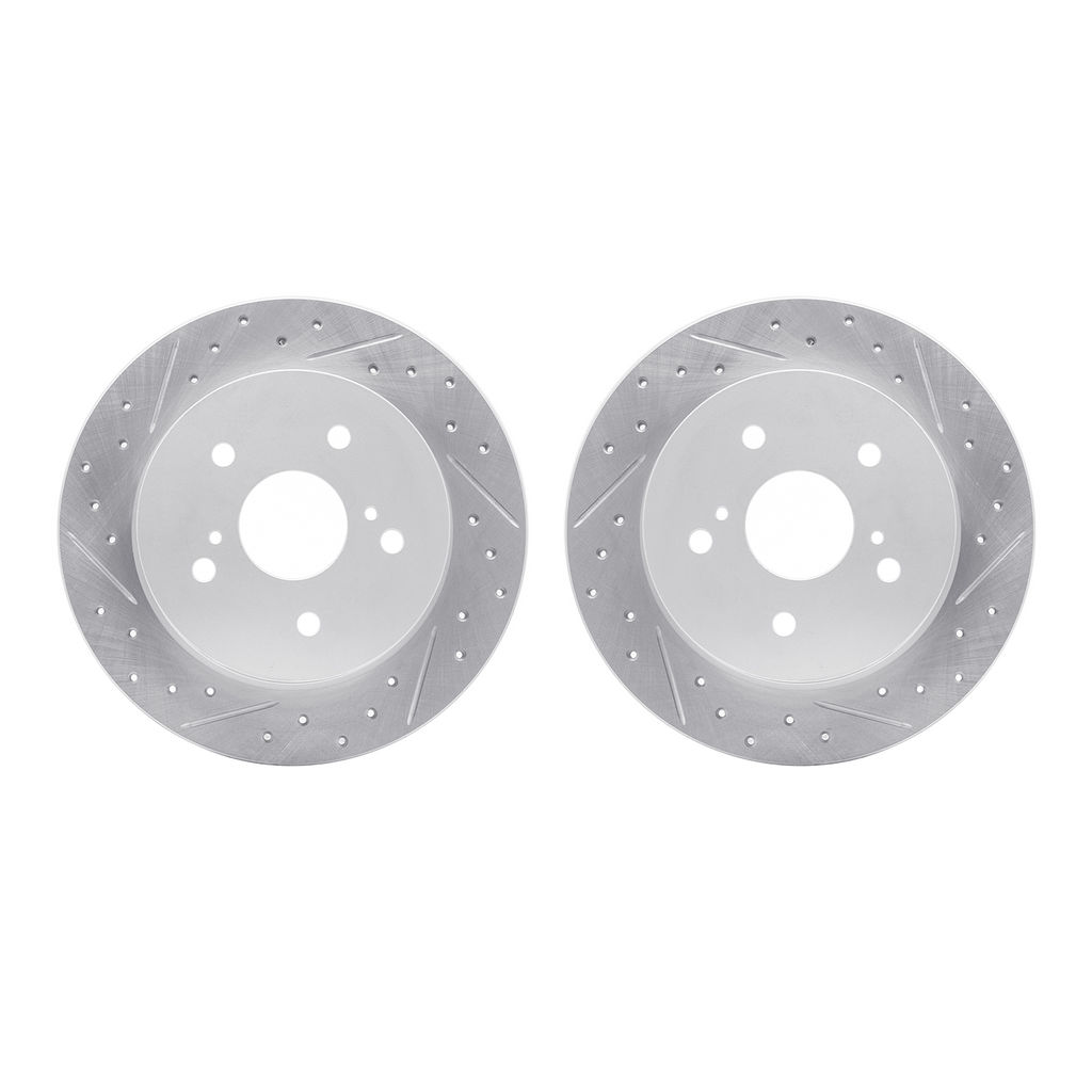 Dynamic Friction 2002-01007 - Geoperformance Coated Drilled and Slotted Brake Rotor 2 Wheel Set