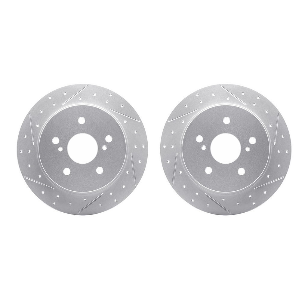 Dynamic Friction 2002-01008 - Geoperformance Coated Drilled and Slotted Brake Rotor 2 Wheel Set