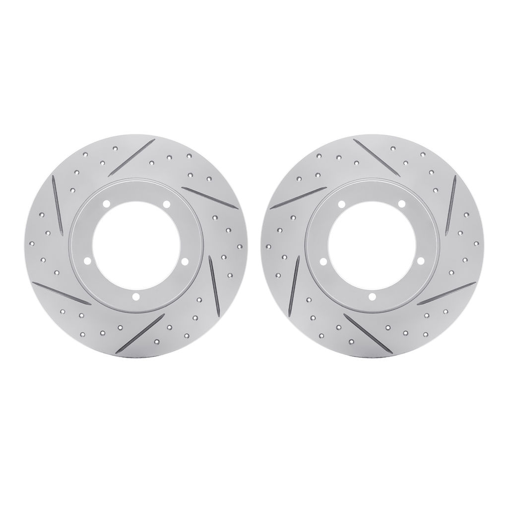 Dynamic Friction 2002-02001 - Geoperformance Coated Drilled and Slotted Brake Rotor 2 Wheel Set