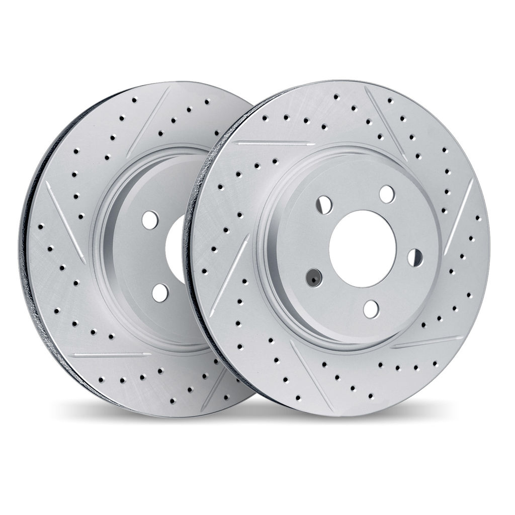 Dynamic Friction 2002-02011 - Geoperformance Coated Drilled and Slotted Brake Rotor 2 Wheel Set
